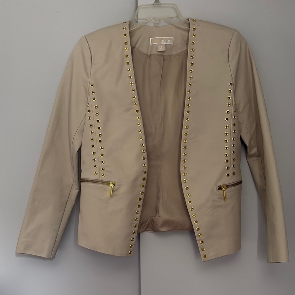 MICHAEL Michael Kors Cream Gold Studded Blazer